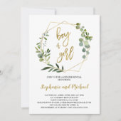 Greenery Gender Reveal Uitnodiging (Voorkant)
