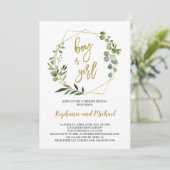 Greenery Gender Reveal Uitnodiging (Staand voorkant)