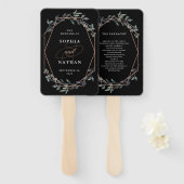 Greenery Geo Black | Roos Gold Wedding Handwaaier (Voorkant en achterkant)