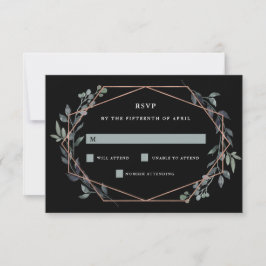 Greenery Geo Black | Roos Gold Wedding RSVP