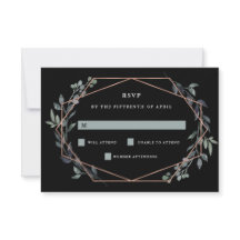Greenery Geo Black | Roos Gold Wedding RSVP