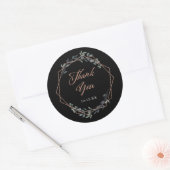 Greenery Geo Black | Roos gouden bruiloft dank u Ronde Sticker (Envelop)
