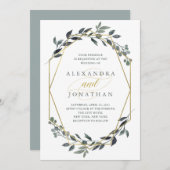 Greenery Geo | Goudbruiloft Kaart (Voorkant / Achterkant)