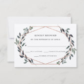 Greenery Geo Kraft | Roos Gold Wedding RSVP (Voorkant)