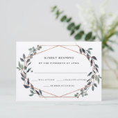 Greenery Geo Kraft | Roos Gold Wedding RSVP (Staand voorkant)