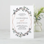 Greenery Geo Kraft | Roos gouden bruiloft Kaart (Staand voorkant)