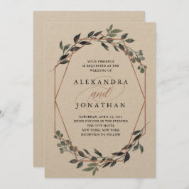 Greenery Geo Kraft | Roos gouden bruiloft Kaart