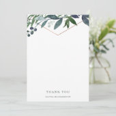 Greenery Geo | Roos Gold Bedankkaart (Staand voorkant)