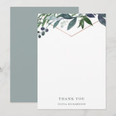 Greenery Geo | Roos Gold Bedankkaart (Voorkant / Achterkant)