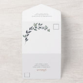 Greenery Geo | Roos Gold Bruiloft en Maaltijd Keuz All In One Uitnodiging (Buitenkant)