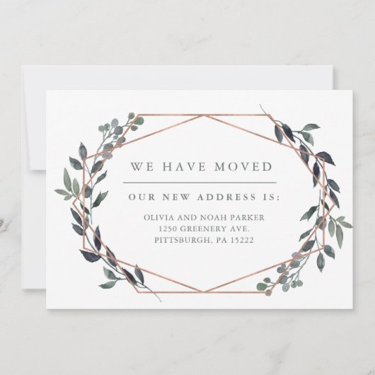 Greenery Geo | Roos Gold Change of Address Kaart (Voorkant)