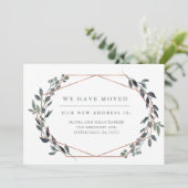 Greenery Geo | Roos Gold Change of Address Kaart (Staand voorkant)