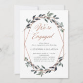 Greenery Geo | Roos Gold Engagement Party Kaart (Voorkant)
