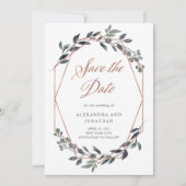 Greenery Geo | Roos Gold Foto op achterzijde Save The Date (Voorkant)