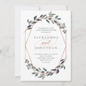 Greenery Geo | Roos Gold Post Wedding Brunch Kaart (Voorkant)