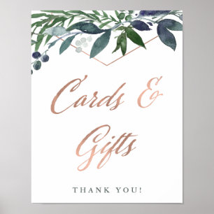 Greenery Geo   Roos Gold Wedding Cards en Gifts Poster