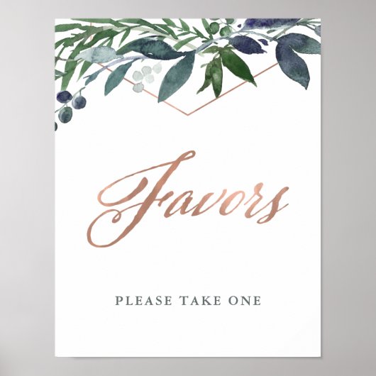 Greenery Geo | Roos Gold Wedding Favors Poster (Voorkant)