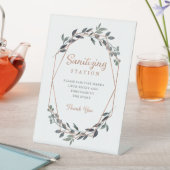 Greenery Geo | Roos Gold Wedding | Hand Sanitizer  Reclamebord Met Voetstuk (Insitu)