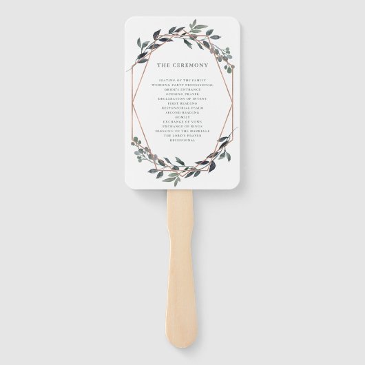 Greenery Geo | Roos Gold Wedding Handwaaier (Achterkant)
