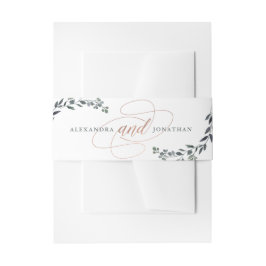 Greenery Geo | Roos Gold Wedding Uitnodigingen Wikkel