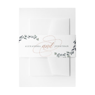 Greenery Geo Roos Gold Wedding Uitnodigingen Wikkel