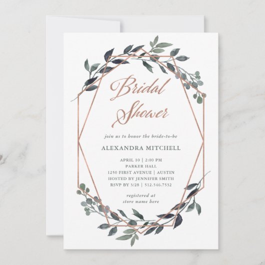 Greenery Geo | Roos Goud Vrijgezellenfeest Kaart (Voorkant)