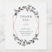 Greenery Geo | Roos gouden bruiloft dank u Wijn Etiket (Enkel label)