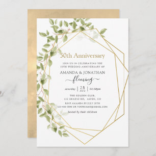 Greenery Geometric 50th Wedding Jubileum Kaart