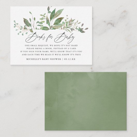 Greenery Geometric Baby shower Boek Aanvraag Informatiekaartje (Voorkant / Achterkant)
