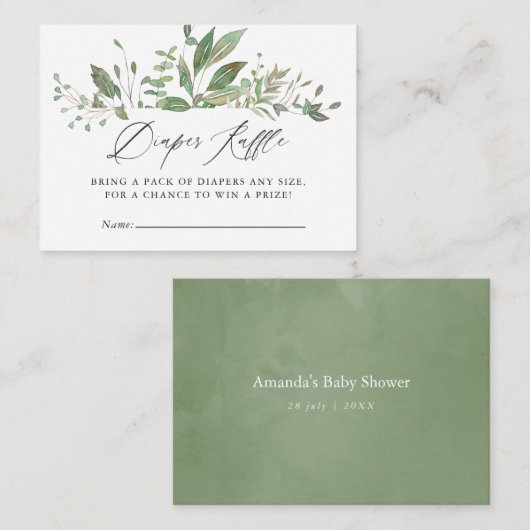 Greenery Geometric Baby shower Diaper Informatiekaartje (Voorkant / Achterkant)