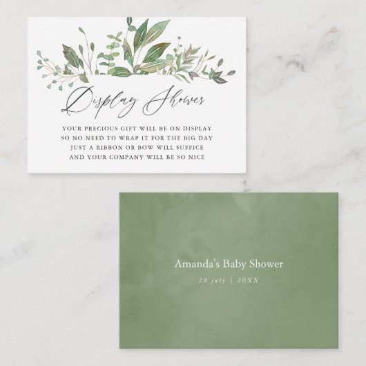 Greenery Geometric Baby shower Display Shower Informatiekaartje (Voorkant / Achterkant)
