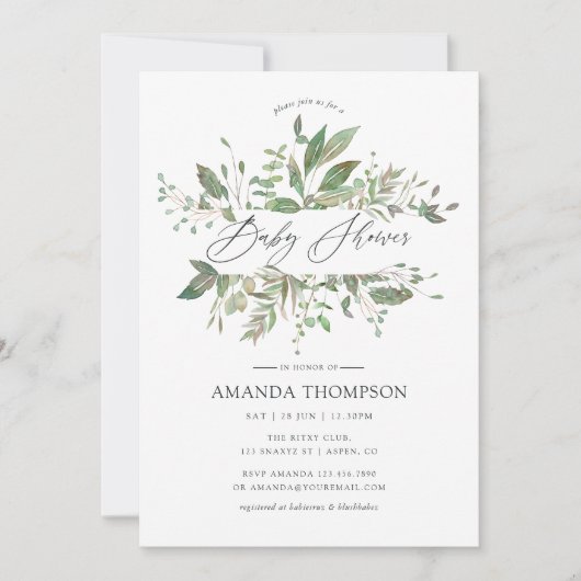 Greenery Geometric Baby shower Kaart (Voorkant)