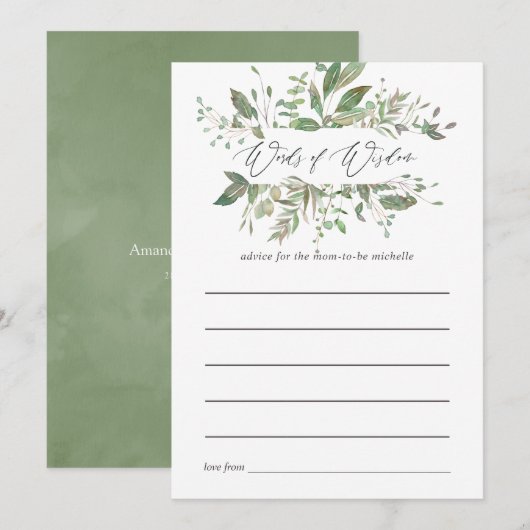 Greenery Geometric Baby shower Mam Advice Advieskaart (Voorkant / Achterkant)