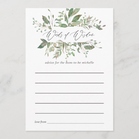 Greenery Geometric Baby shower Mam Advice Advieskaart (Voorkant)