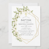 Greenery Geometric Baptism of Christening Kaart (Voorkant)
