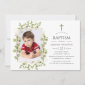 Greenery Geometric Baptism of Christening Kaart (Voorkant)