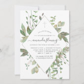 Greenery Geometric Baptism of Christening Kaart (Voorkant)