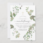 Greenery Geometric Baptism of Christening Kaart (Voorkant)