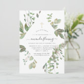 Greenery Geometric Baptism of Christening Kaart (Staand voorkant)