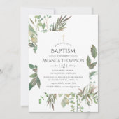Greenery Geometric Baptism of Christening Kaart (Voorkant)