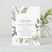 Greenery Geometric Baptism of Christening Kaart (Staand voorkant)