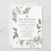 Greenery Geometric Bat Mitzvah Kaart (Voorkant)