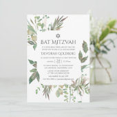 Greenery Geometric Bat Mitzvah Kaart (Staand voorkant)
