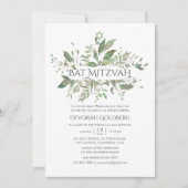 Greenery Geometric Bat Mitzvah Kaart (Voorkant)