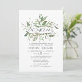 Greenery Geometric Bat Mitzvah Kaart (Staand voorkant)