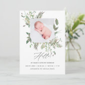 Greenery Geometric Birth Announcement Fotokaart Aankondiging (Staand voorkant)