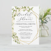 Greenery Geometric Bridal Shower Invitations Kaart (Staand voorkant)