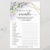 Greenery Geometric Bridal Word Scramble Game Flyer (Voorkant)
