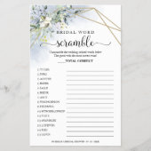 Greenery Geometric Bridal Word Scramble Game Flyer (Voorkant)