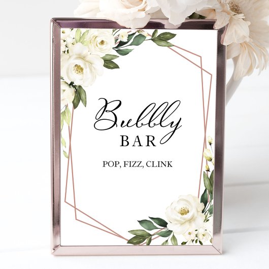 Greenery Geometric Bubble Bar Pop Fizz Clink Sign. Poster